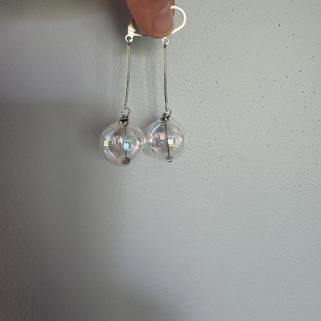 ■VINTAGE HOLLYWOOD■ Clear Bubble Earrings VH2336EA012B Clear Glass Bubble Earrings/ Blown Hollow Glass Dangle