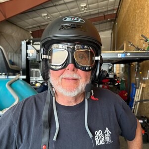 Halcyon Mark 49 Classic Goggles, Black Leather Facemask, Hand