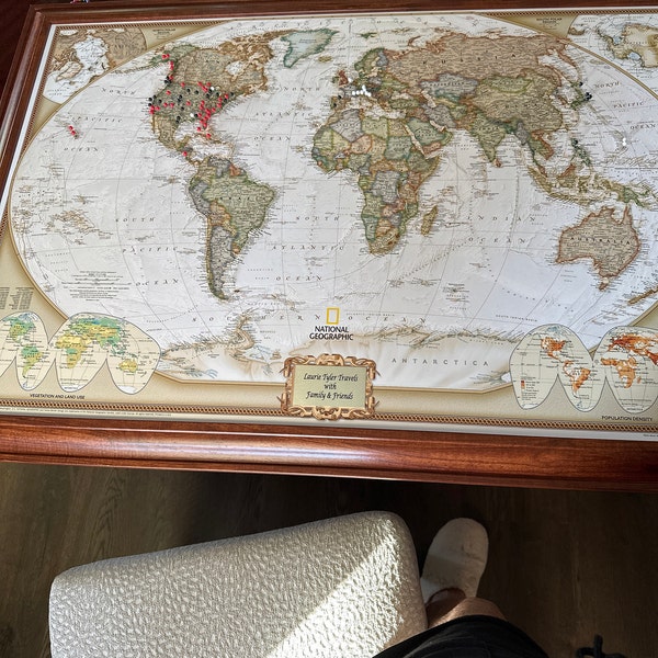 Signature World Push Pin Map | Personalized Canvas Travel Map With Pins ...