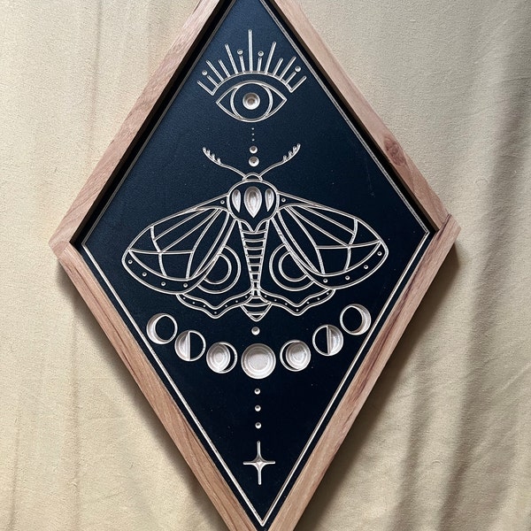 CARVED Wall Hanging Moon Phase Moth - Etsy