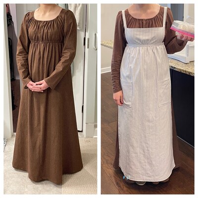 Empire / Regency Dress With Front Clousure, Apron, Cap and Fichu About ...