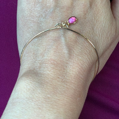 Opal Dainty Bracelet, Opal Bracelet, Gold Bangle Bracelet, Thin Gold ...