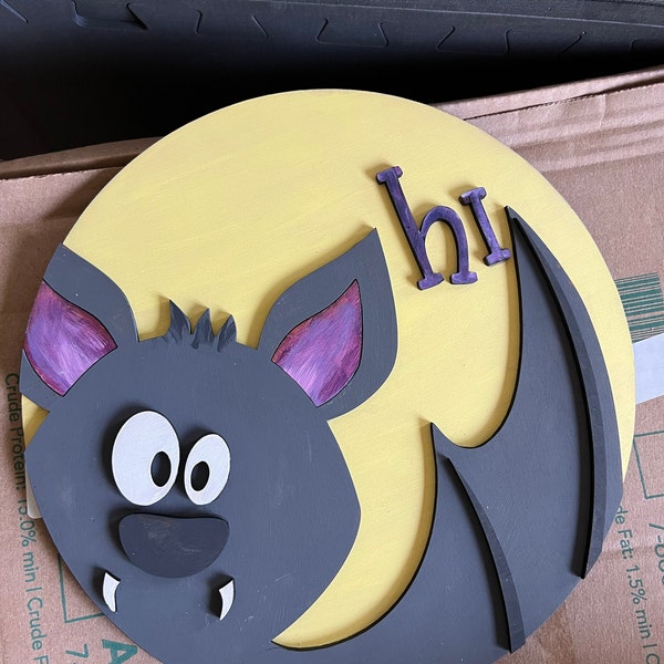 Bat Hi Halloween Door Hanger SVG | Bat Welcome Sign | Laser Cut File ...