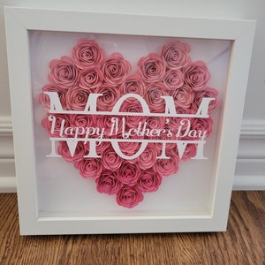 Mom Heart Shaped Monogram Flower Shadow Box Mom Gift From - Etsy