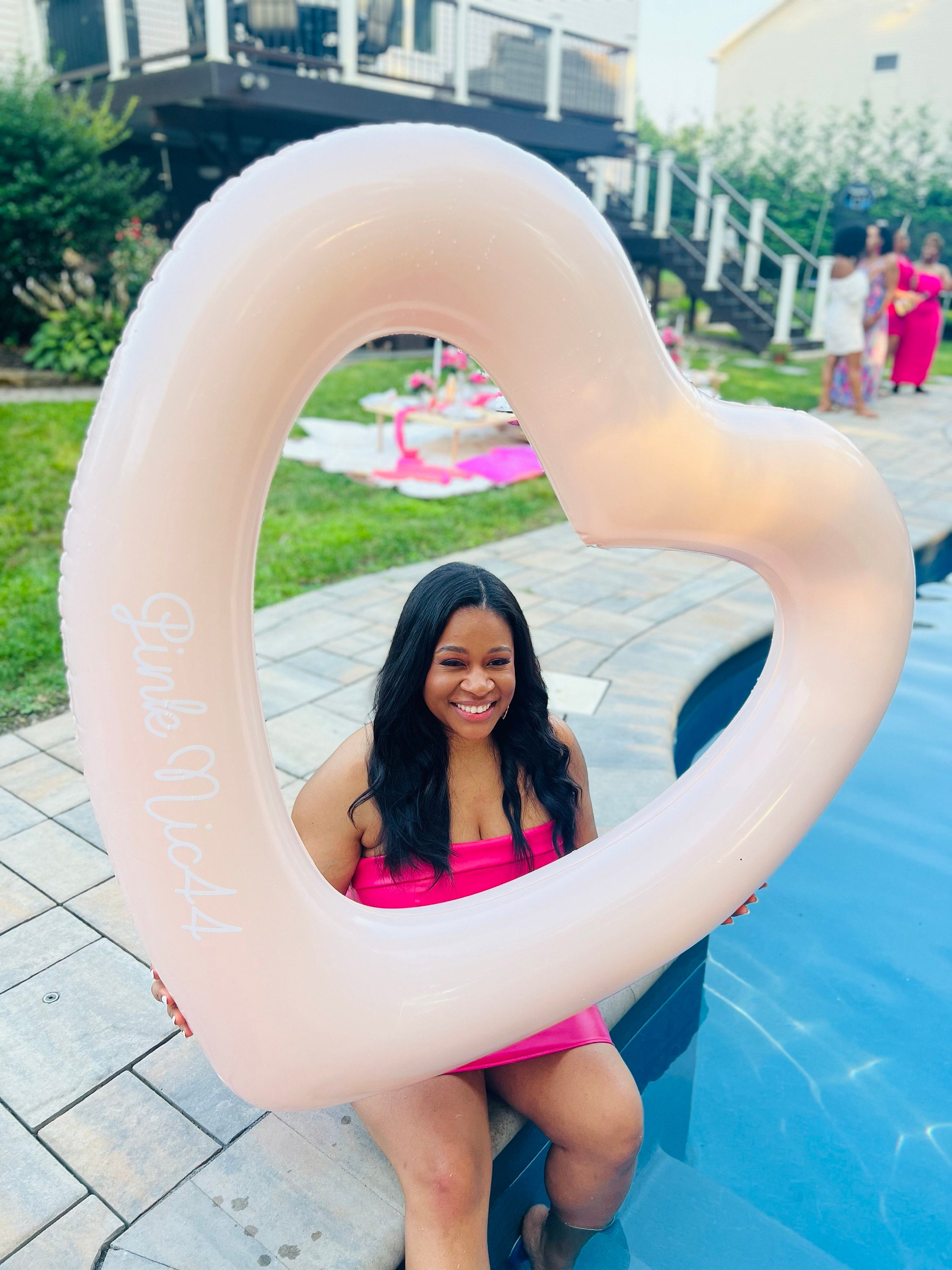 Bachelorette Party Decor Bachelorette Pool Float Personalized Heart Float Pink Beach Bachelorette Party Party Ideas Photo Prop (EB3432)