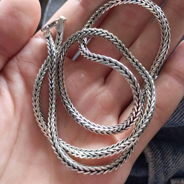Oxidized Sterling Silver Viking Foxtail Chain Necklace for Men - Etsy