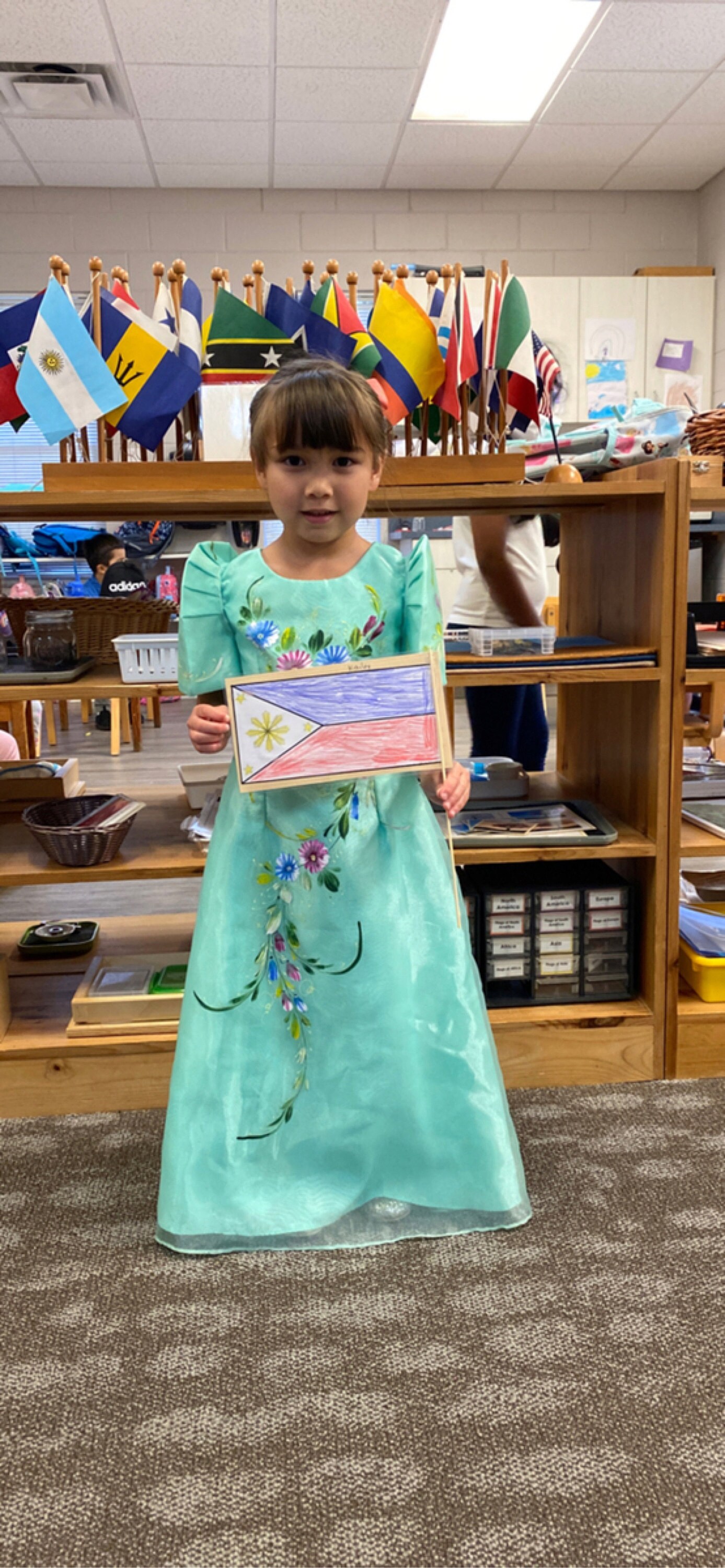 KIDS FILIPINIANA DRESS Handpainted Mestiza Gown SantaCruzan Philippine National Costume Maria Clara Baro at Saya Barong Tagalog Mint Green