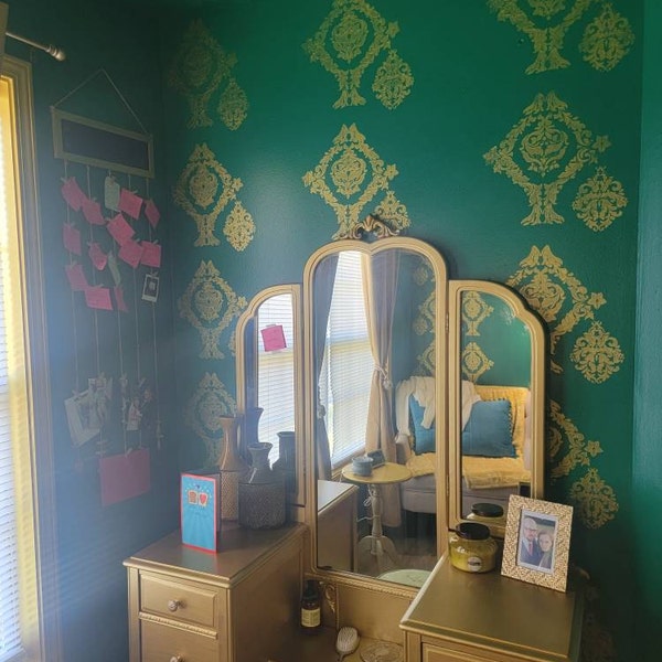 Large Wall Damask STENCIL Pattern FAUX MURAL 1007 - Etsy