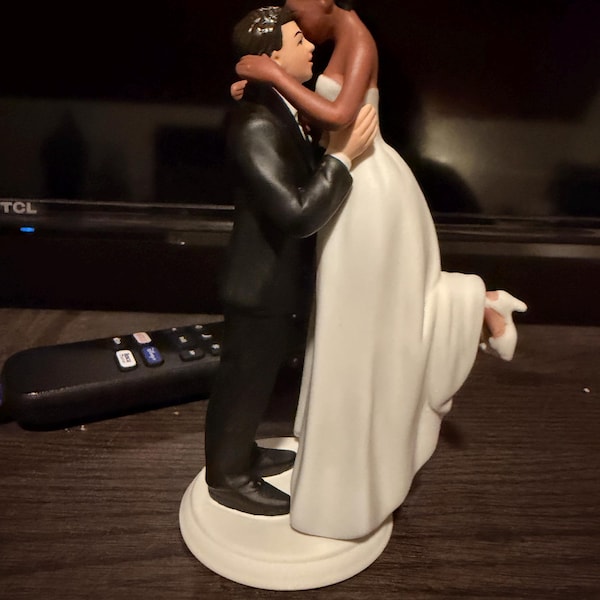 True Romance Interlocking Wedding Cake Toppers - Light Skin Tone Groom ...