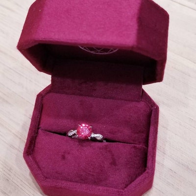 Natural Orange Sapphire Ring Sterling Silver Gemstone Engagement Ring ...