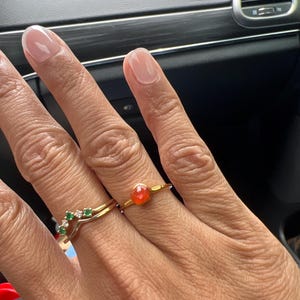 Customer photo from Melissa, Mini Raw Carnelian Stone Ring, Dainty Raw Gemstone Ring