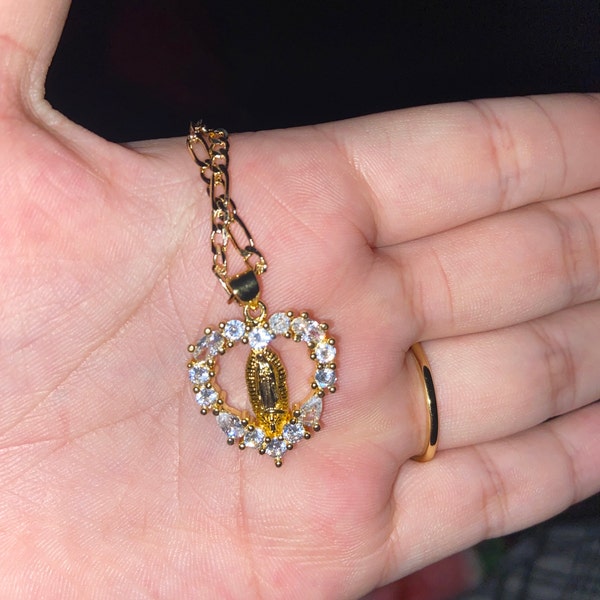 Collier Notre Dame De Guadalupe Laminé Or - Longueur 20 Pouces - Neuf Sans Emballage
