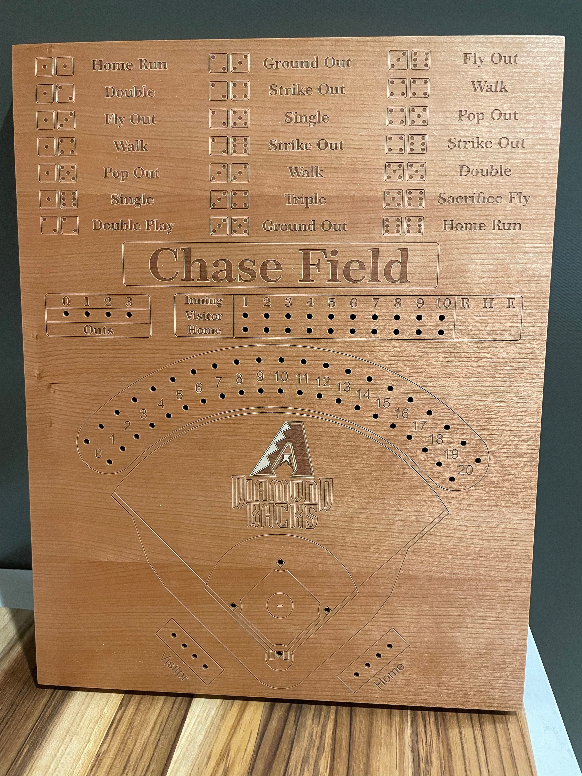 Baseball Board Game - Personalized, Maple, Custom, College, MLB, School Dice game