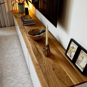 特注の無垢オーク材天板 – IKEAのBesta、Malm、Trones、Kallaxなどに