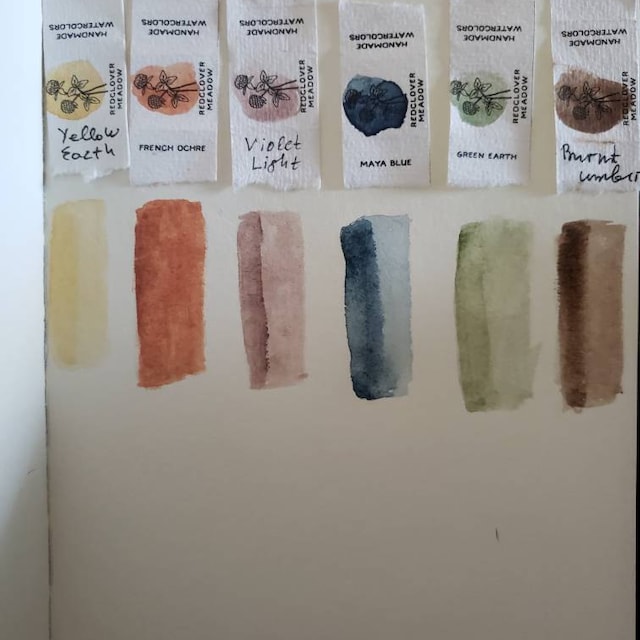 Mini Palette Watercolor Set of 6 Colors. Handmade Mineral 