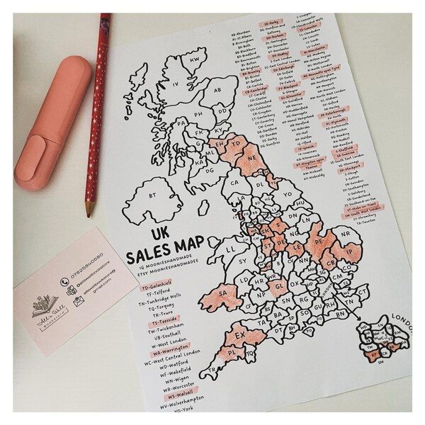 UK Sales Map, Postcode Map, Small Business Tracker, Postcode Poster ...