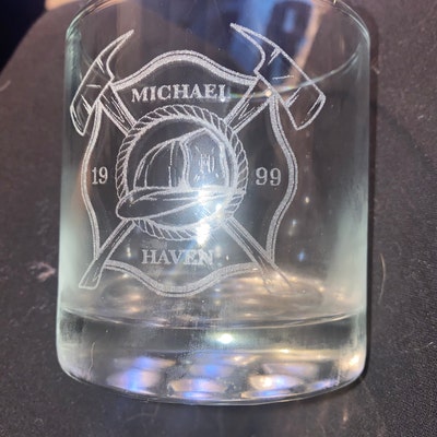 Firefighter Engraved Whiskey Glass Fireman Rocks Glass, Firefighter ...