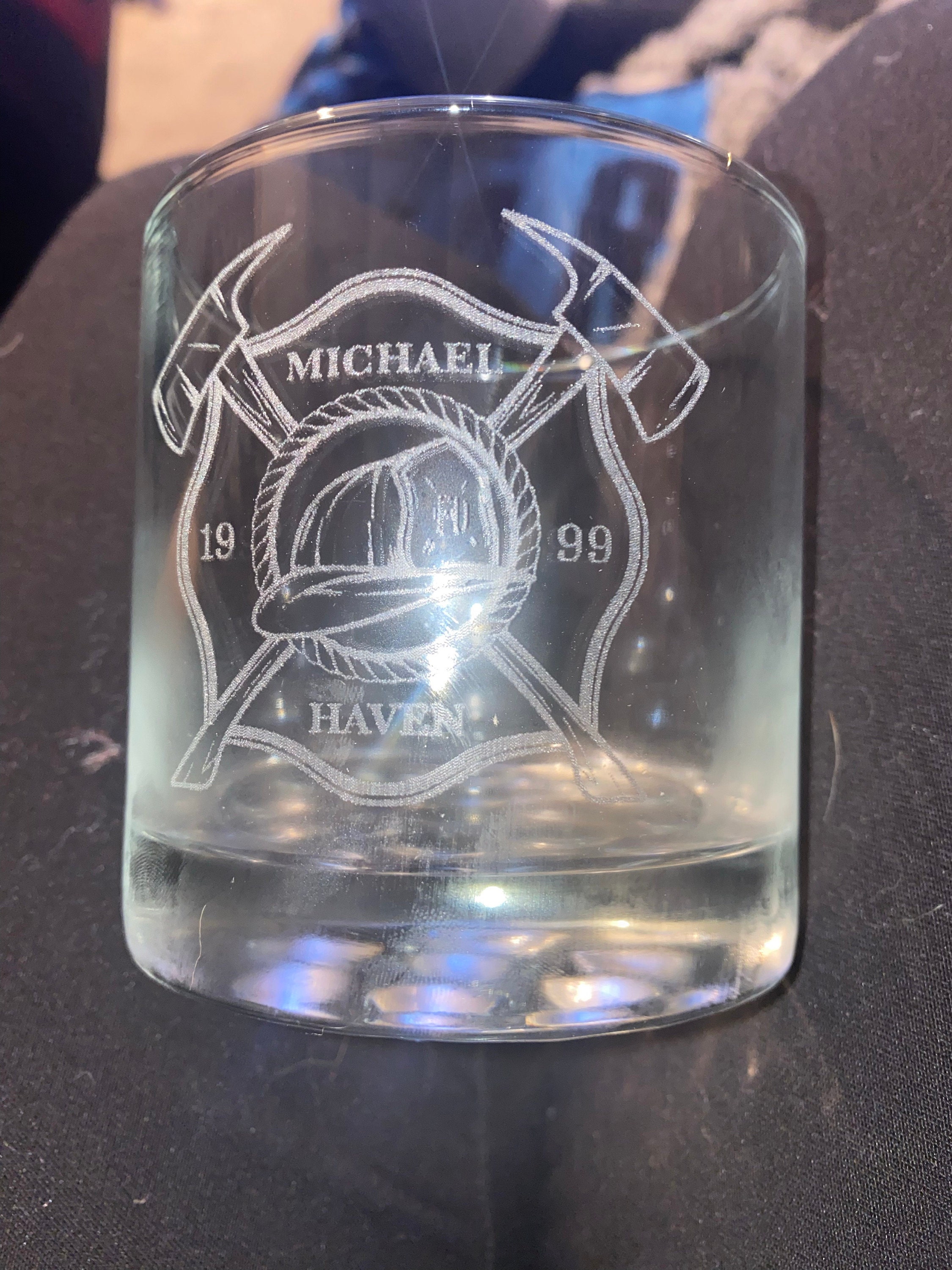 Firefighter Engraved Whiskey Glass, Fireman Rocks Glass, Firefighter Gifts, Gift For Him, Fire ...