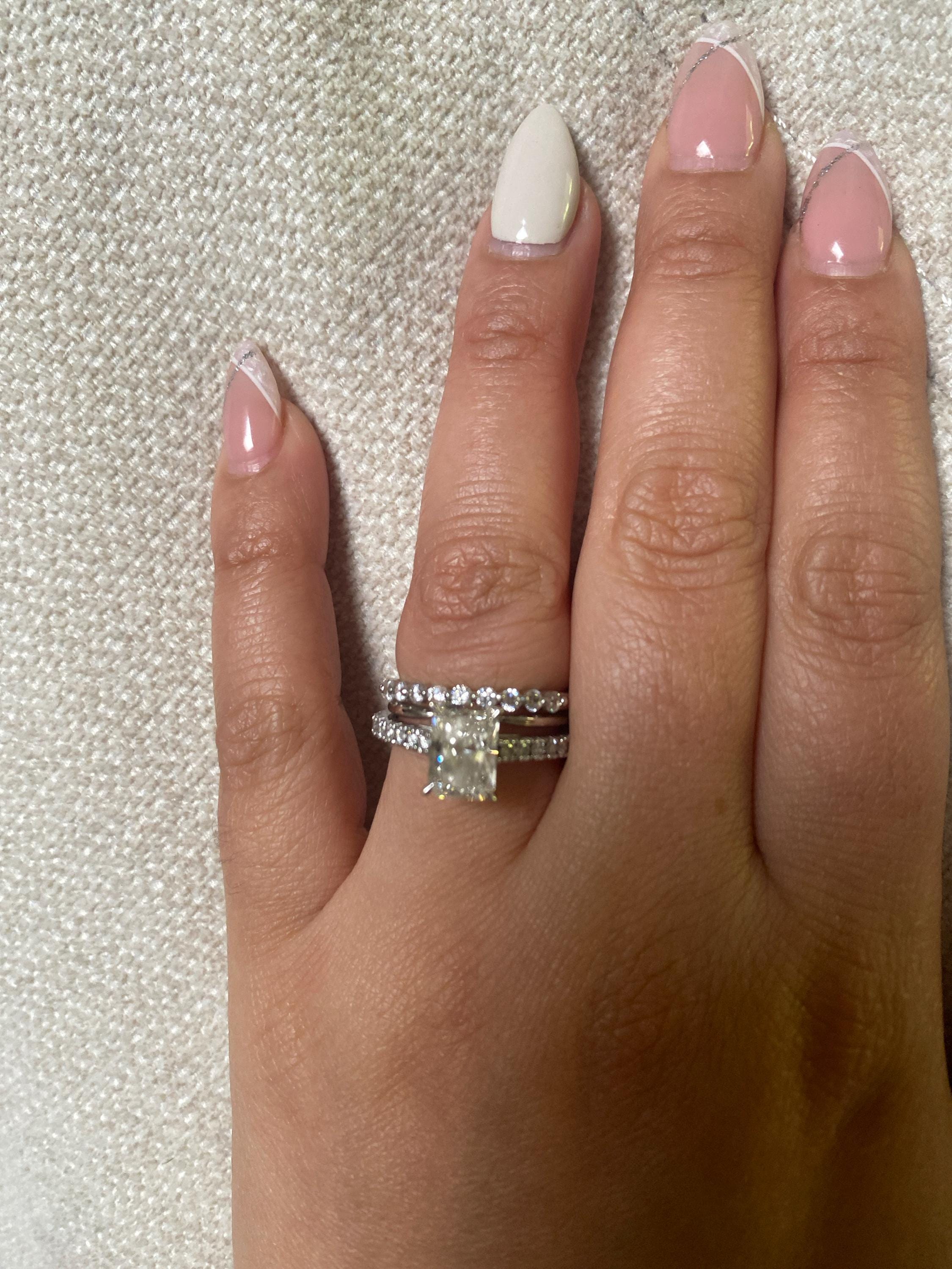 2.0 MM Single Prong Wedding Band / Floating Bubble Prong Stackable Band / Diamond Wedding Band / Matching Band Gift for Her