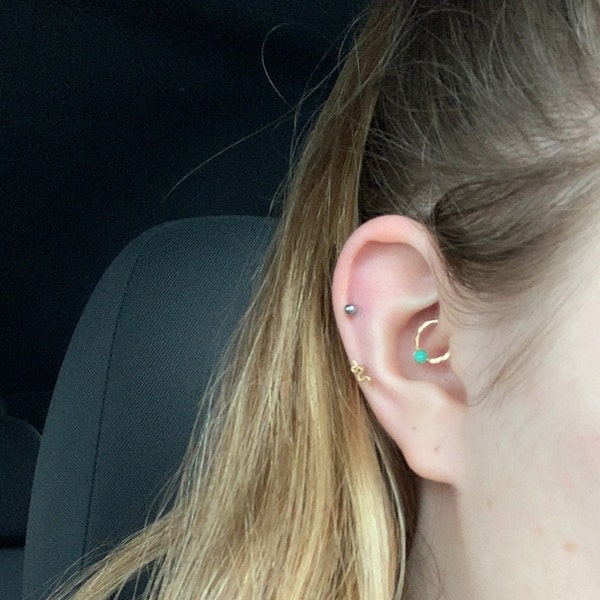 Turquoise Daith Ring, Gold Filled Daith Piercing, Daith Hoop, Turquoise ...