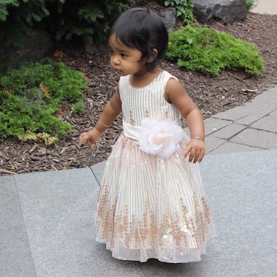 Rose Champagne Sequin Flower Girl Dress Junior Bridesmaid - Etsy