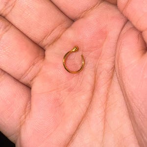 Solid 22k Gold nose ring. 22k or 24k solid gold hoop. Ball end hoop. One ring. Second hole ring. Solid gold ball nose ring. Gold Nose ring
