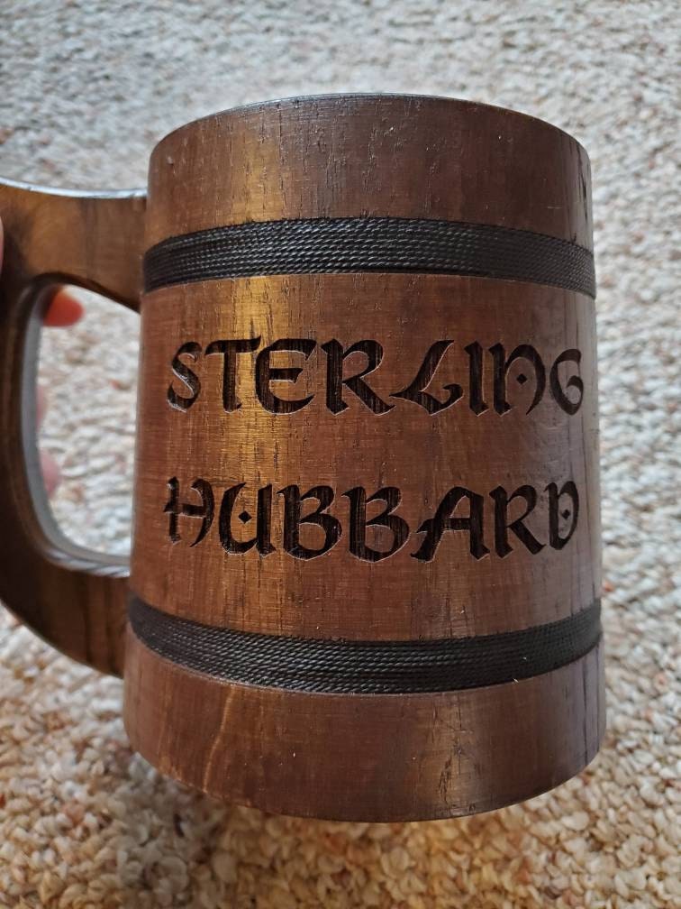 Personalized Groomsmen Beer Mug Custom Wooden Stein, Customizable Best Man Gift from Groom Engraved Wood Tankard, Wedding Gift for Father