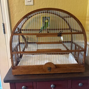 大きな楕円形の鳥かご フルハンドメイド / 茶色の素朴なケージ