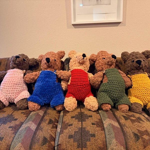 Overalls Plush Pattern Teddy Bear With Overalls Crochet PATTERN: Amigurumi Stuffed Animal ...