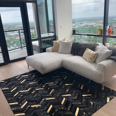 Golden: Hand Patched and Hand Stitched Cowhide Rug - Etsy