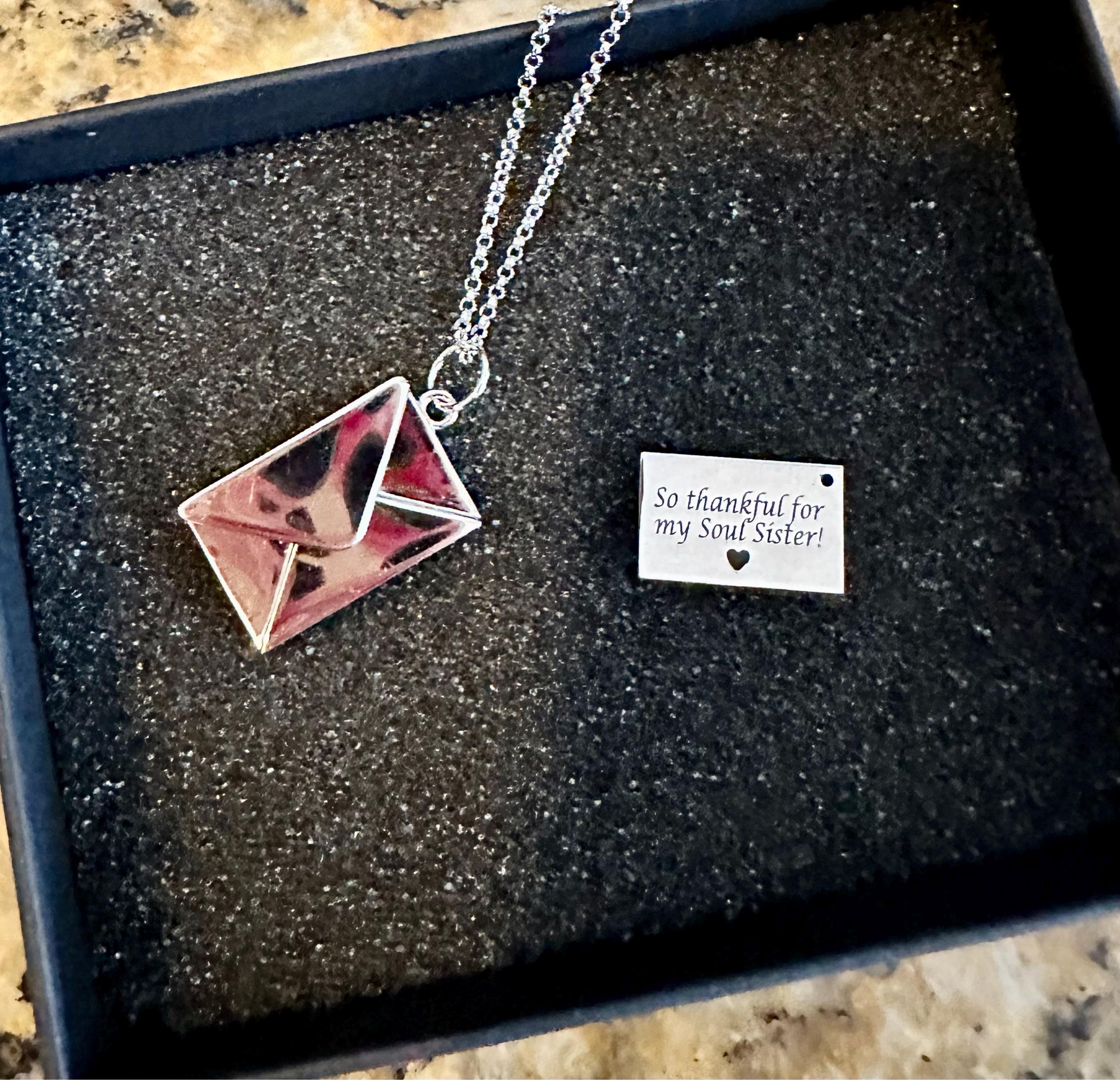 PERIMADE Custom Engraving Photo Locket • Gold Mail Envelope Couple Necklace • Sentimental Relationship Jewelry • Trendy Best Friend Gift