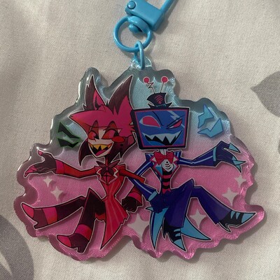 Hazbin Hotel Summer Keychain Vox Alastor and Lucifer - Etsy