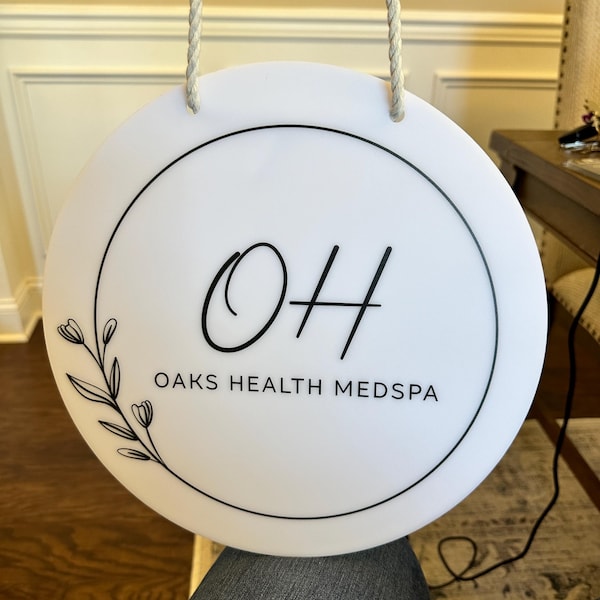 Round Hanging Acrylic Sign (in Session) W/ White Rope - Custom Signage ...