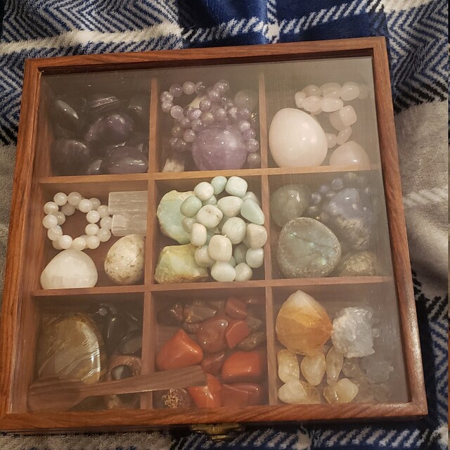 Wooden Rock Collection Box | Wooden Crystal Display | Mens Wooden Rock Collection Box | Wooden Crystal Display | Mens