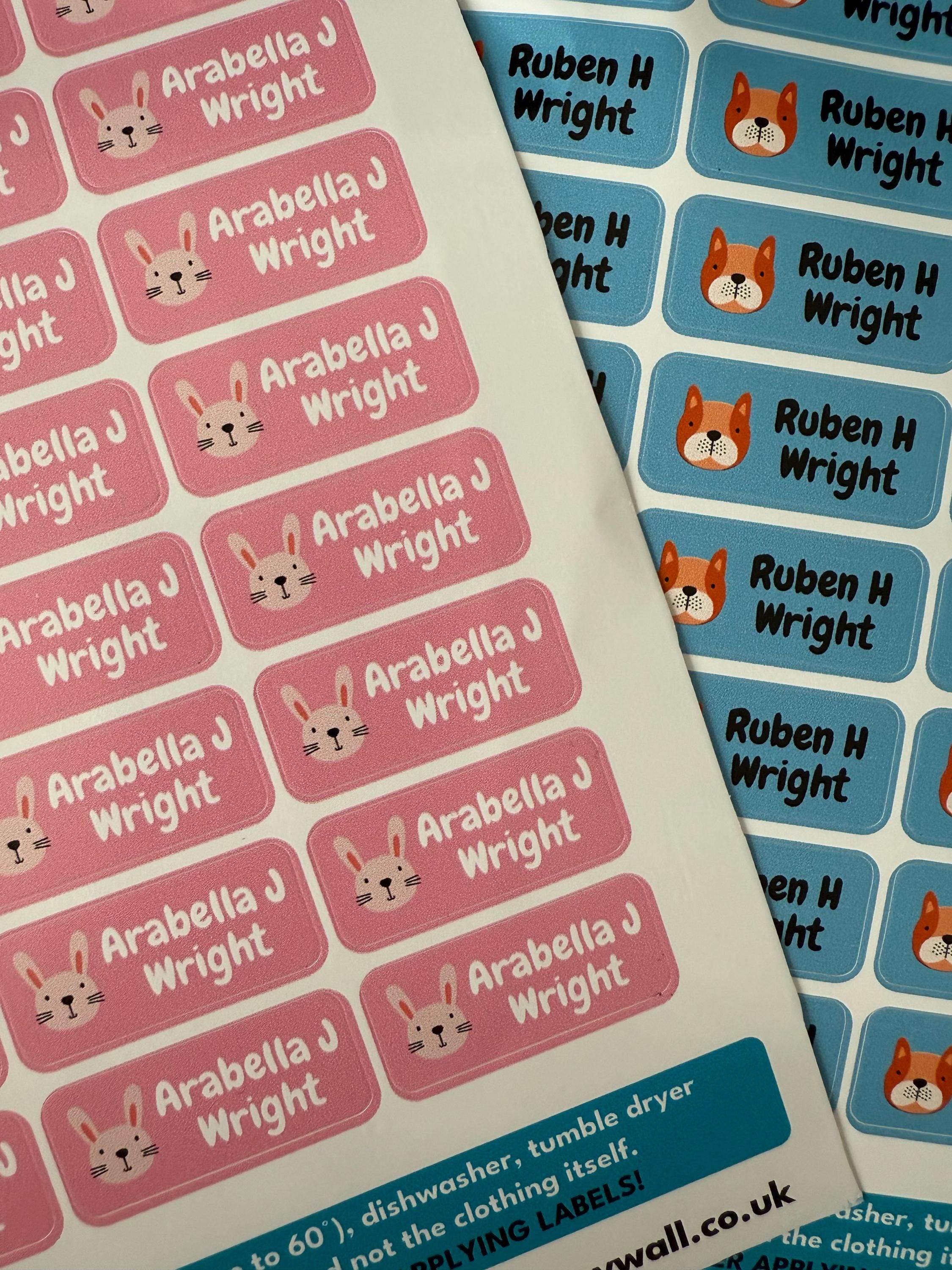 36 Stick On Clothing Labels For Kids Back To School Clothes & Stationery Washable Name Tags Peel Stick