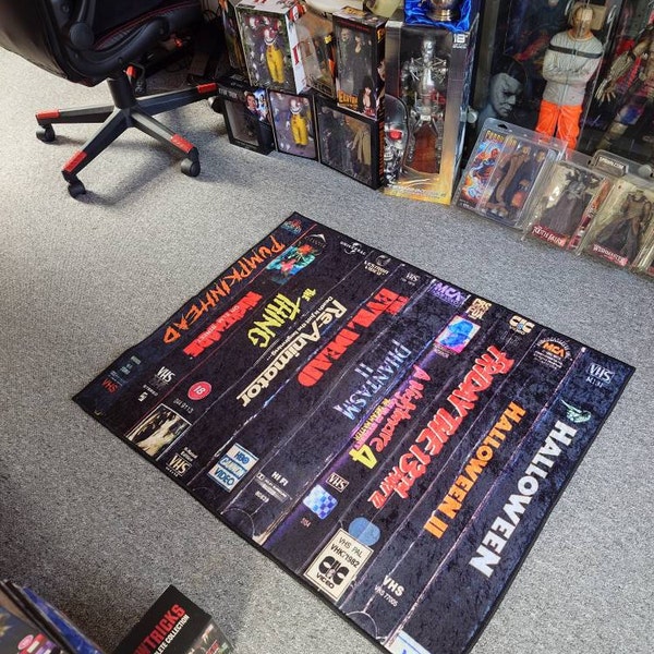 Horror Sticker Rug Retro Movies, VHS Films, Horror, Modern Rug, Colorful Rug, Art Rug ...