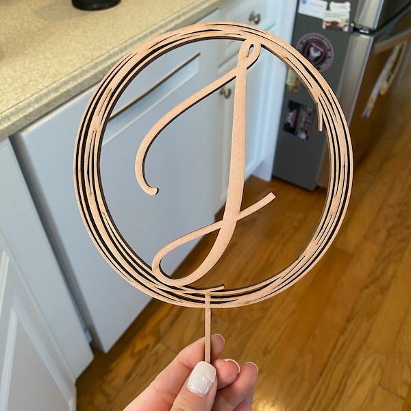 Letter Cake Topper Rustic Cake Topper Monogram Cake Topper Wooden Cake ...
