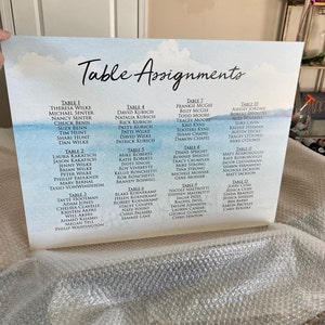 Wedding Table Chart Seat Assignment Sign PRINTED NOT DIGITAL ...