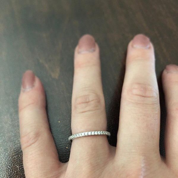 Dainty Diamond Stacking Eternity Ring Gold Minimalist Ring CZ Ring ...