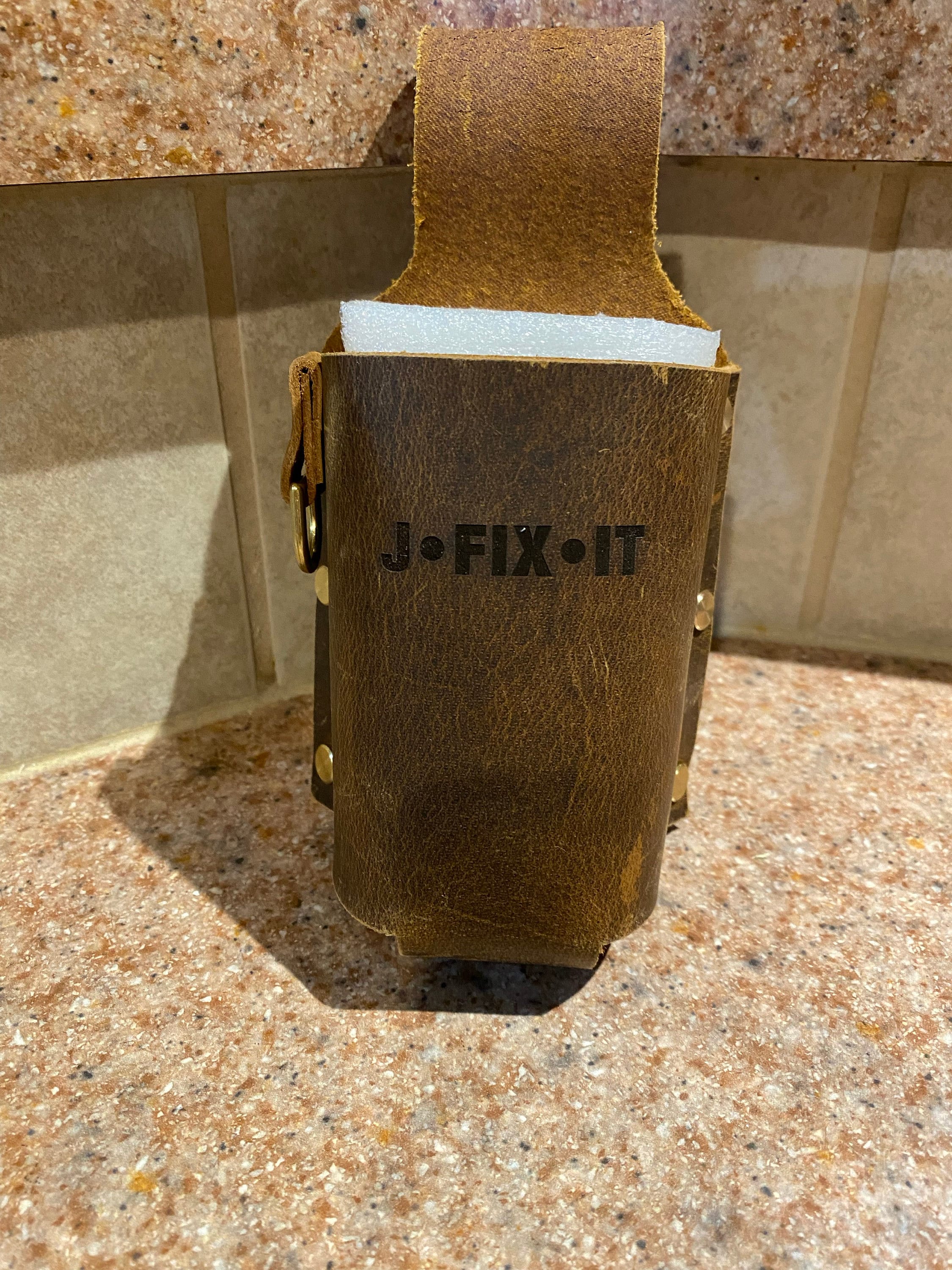 Personalized thick full grain leather beer holster , distressed leather cowboy holster bottle belt holder - Z07-L05BRH