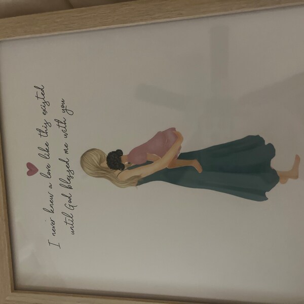 Personalized Framed Wall Art for Mother With Daughter, Mom and Baby ...