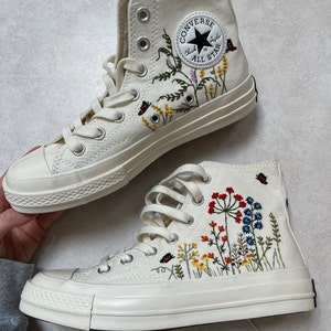 Bridal Converse/embroidered Wedding Converse/embroidered Sneakers ...