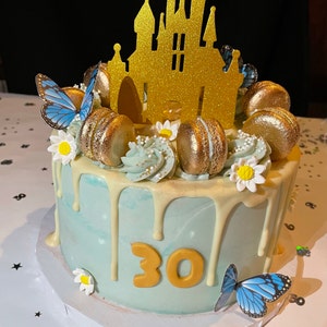 Disney Castle Gold Glitter Princess Cake Topper Wedding Etsy