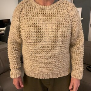 Easy Men's Textured Rib Chunky Raglan Sweater Round Neck 34