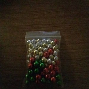 Christmas Pearl Beads, Red Green Gold Silver Pearls , 100-120