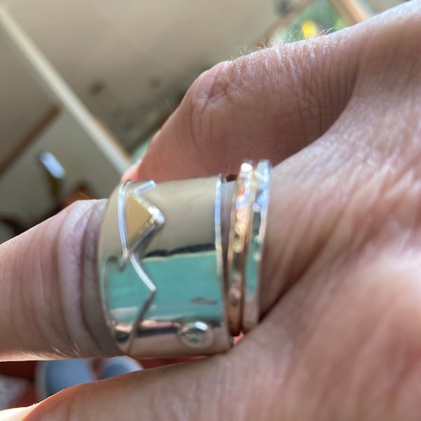1 Sterling Silver Stack Ring, Thick Hammered Simple Band, Gifts for Him ...