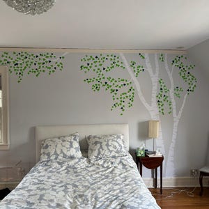 Birch Tree Nursery Wall Decal Forest Canopy Blowing Tree Leaves Vinyl Sticker Removable Choose From Over 50 Colors Custom 1376