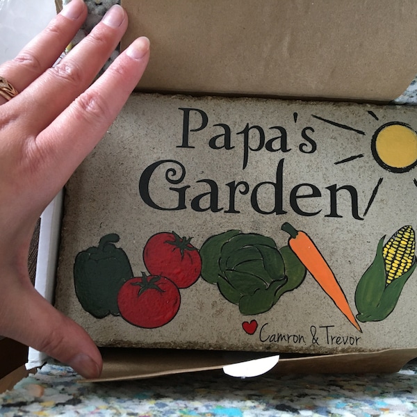 Grandpa Garden Stone With Names. 6x9 Personalized GARDEN Stone. Rustic ...