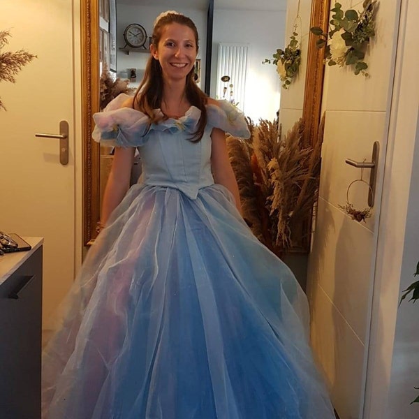 Cinderella Pink Princess Cosplay Costume Dress Up Ball Gown