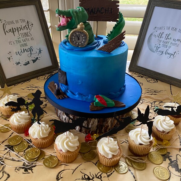 Never Grow up Cupcake Toppers, Peter Pan Cupcake Toppers, Never Grow up ...